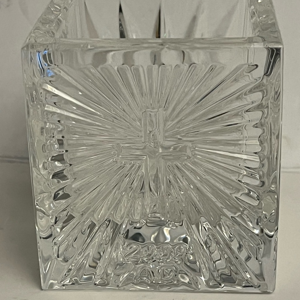 Waterford Crystal 2.75" Upright Cut Christianity Votive & Candle